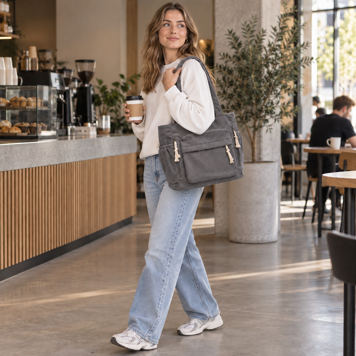 Nordspur | Cordura Multi-Pocket Corduroy Shoulder Tote