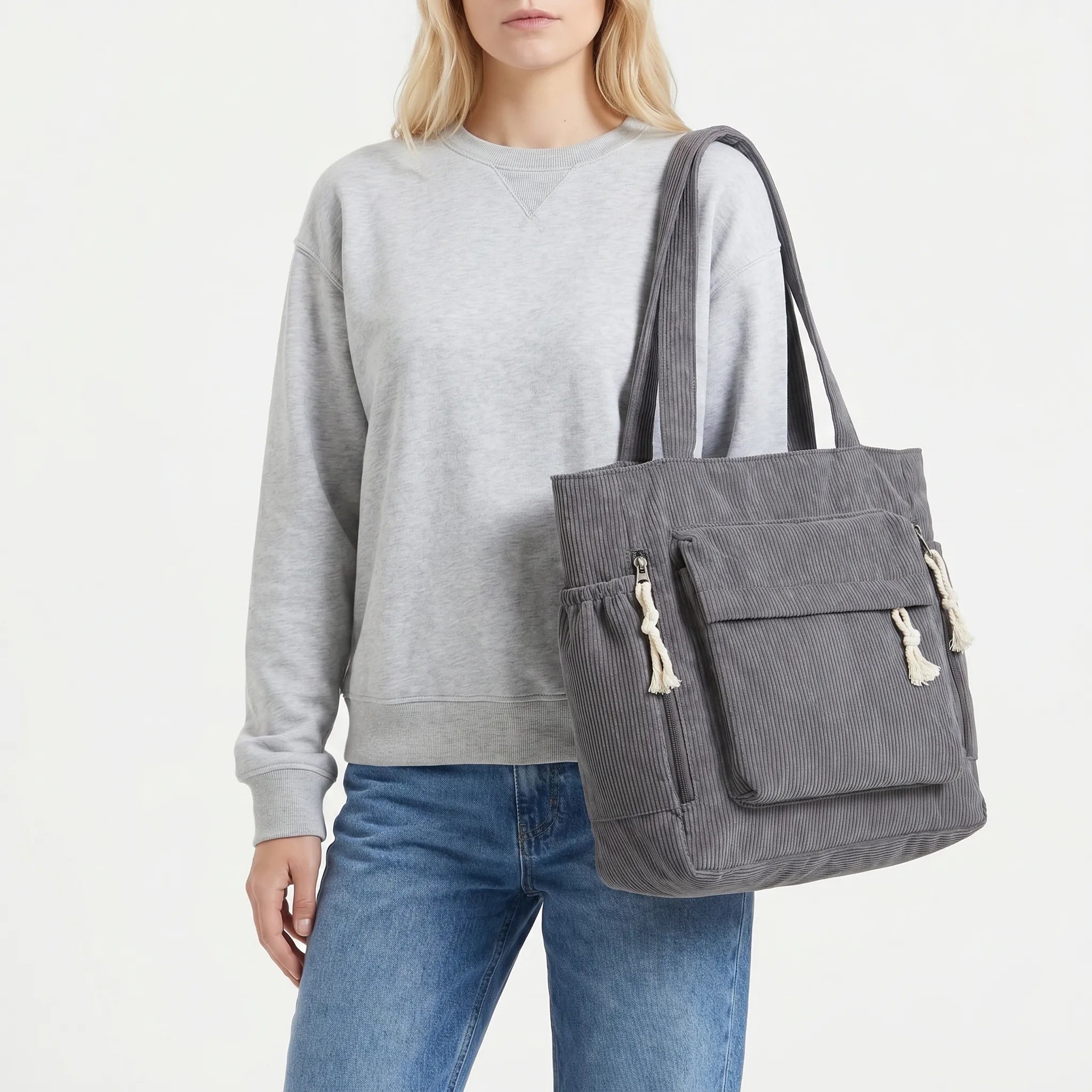 Nordspur | Cordura Multi-Pocket Corduroy Shoulder Tote