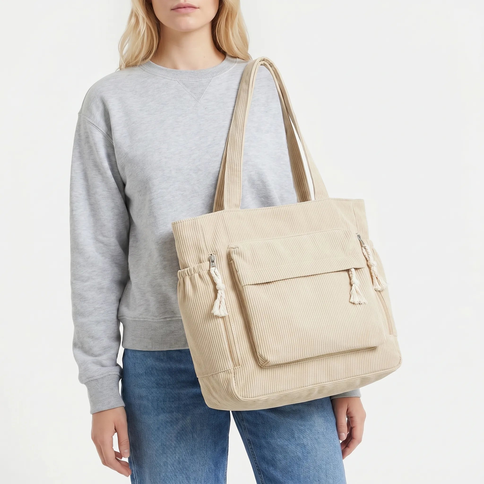 Nordspur | Cordura Multi-Pocket Corduroy Shoulder Tote
