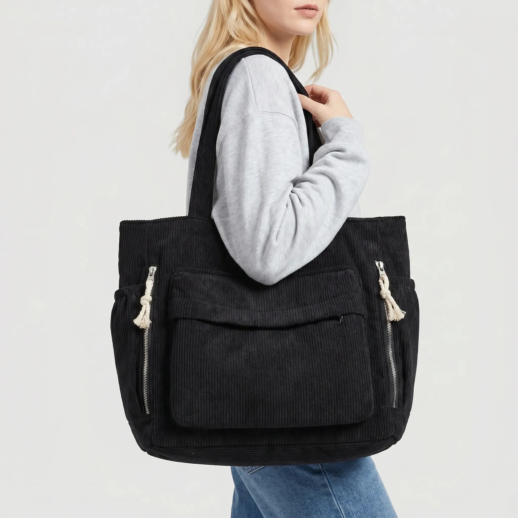 Nordspur | Cordura Multi-Pocket Corduroy Shoulder Tote