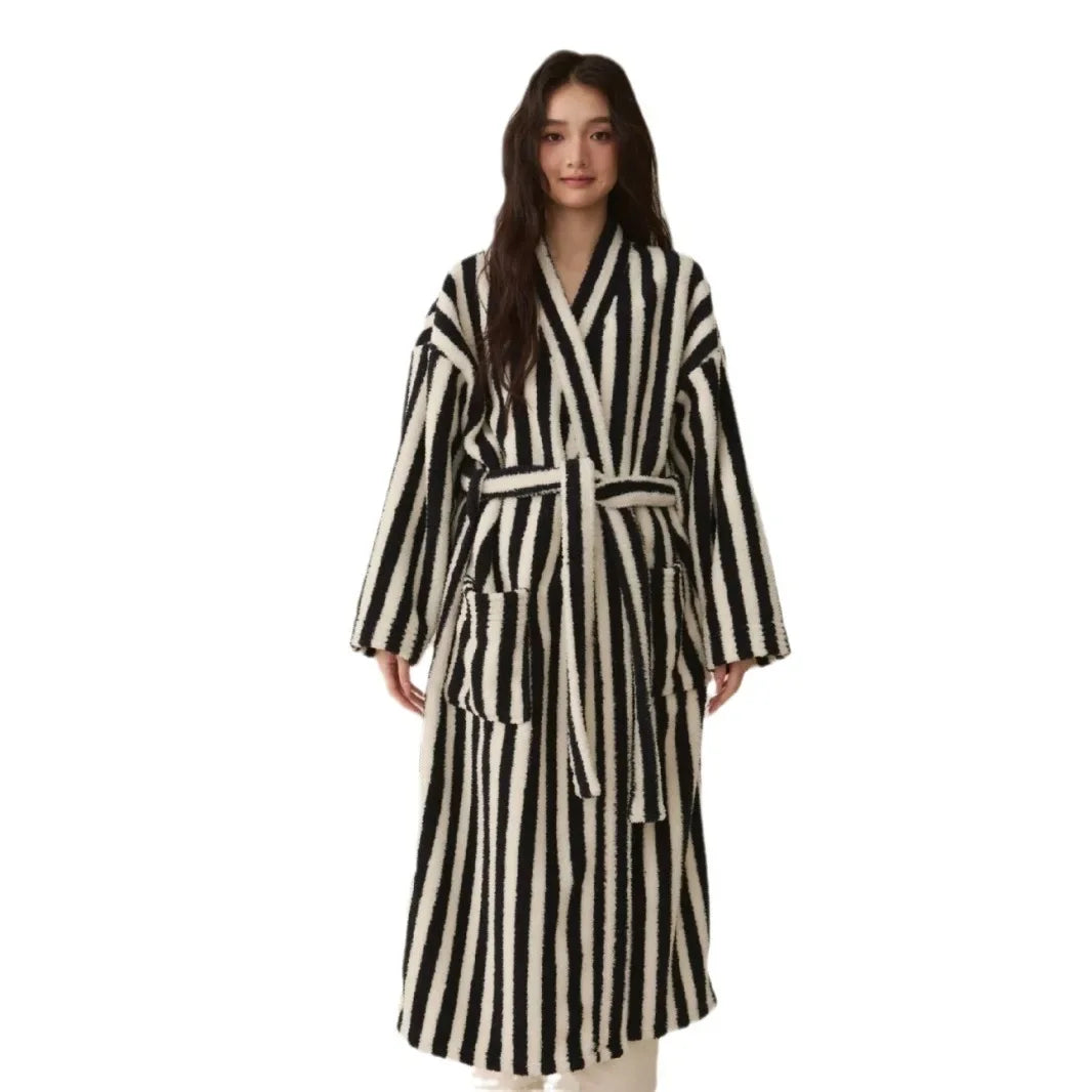 Nordspur | Cozyloft Knee Length Striped Robe Set