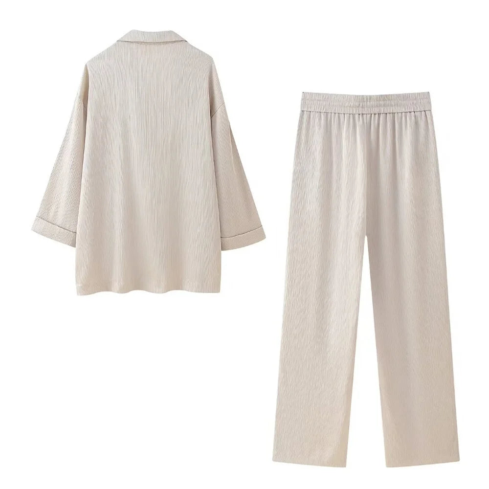 Nordspur | Creaselle Double-Breasted Textured Jacket And Trousers Set