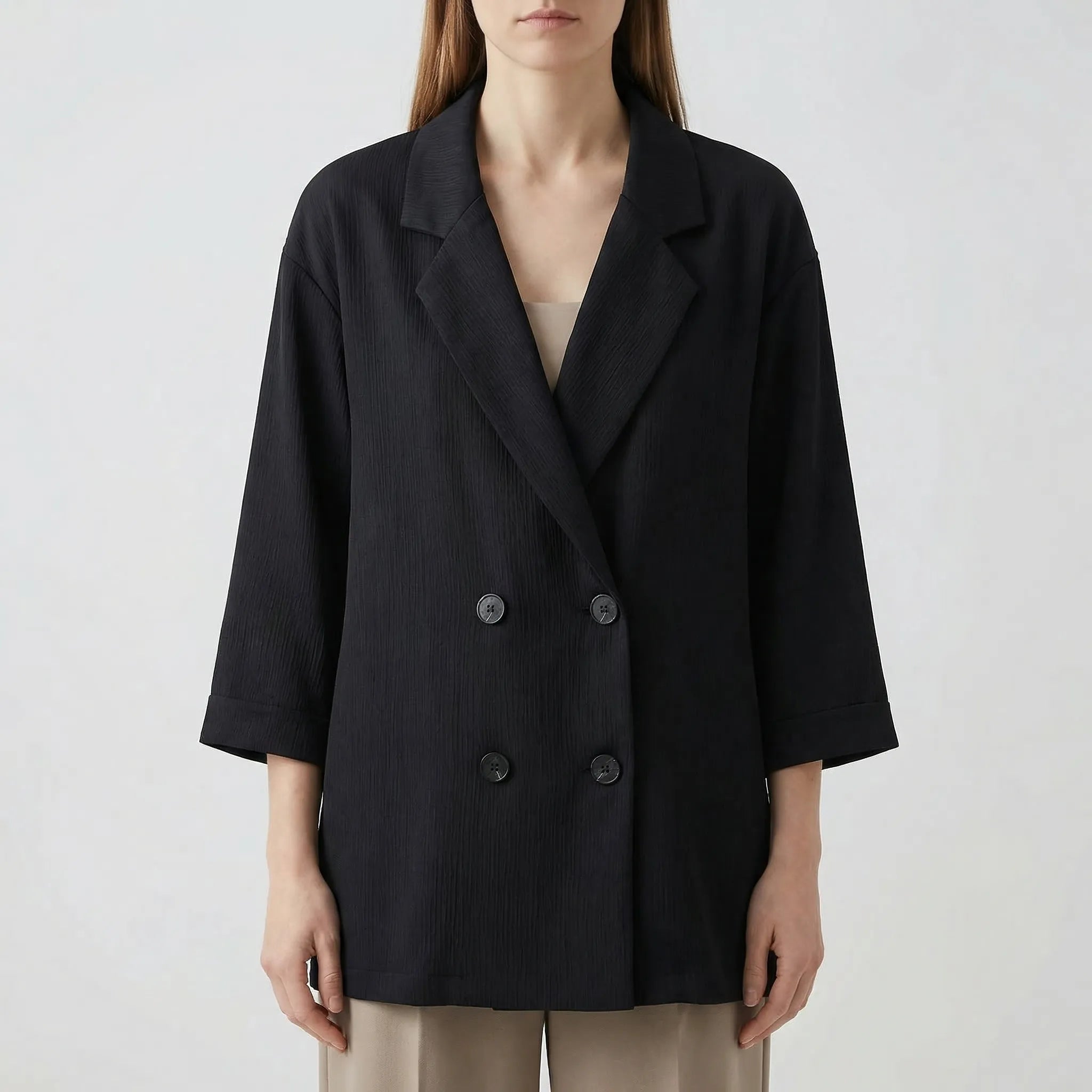Nordspur | Creaselle Double-Breasted Textured Jacket And Trousers Set