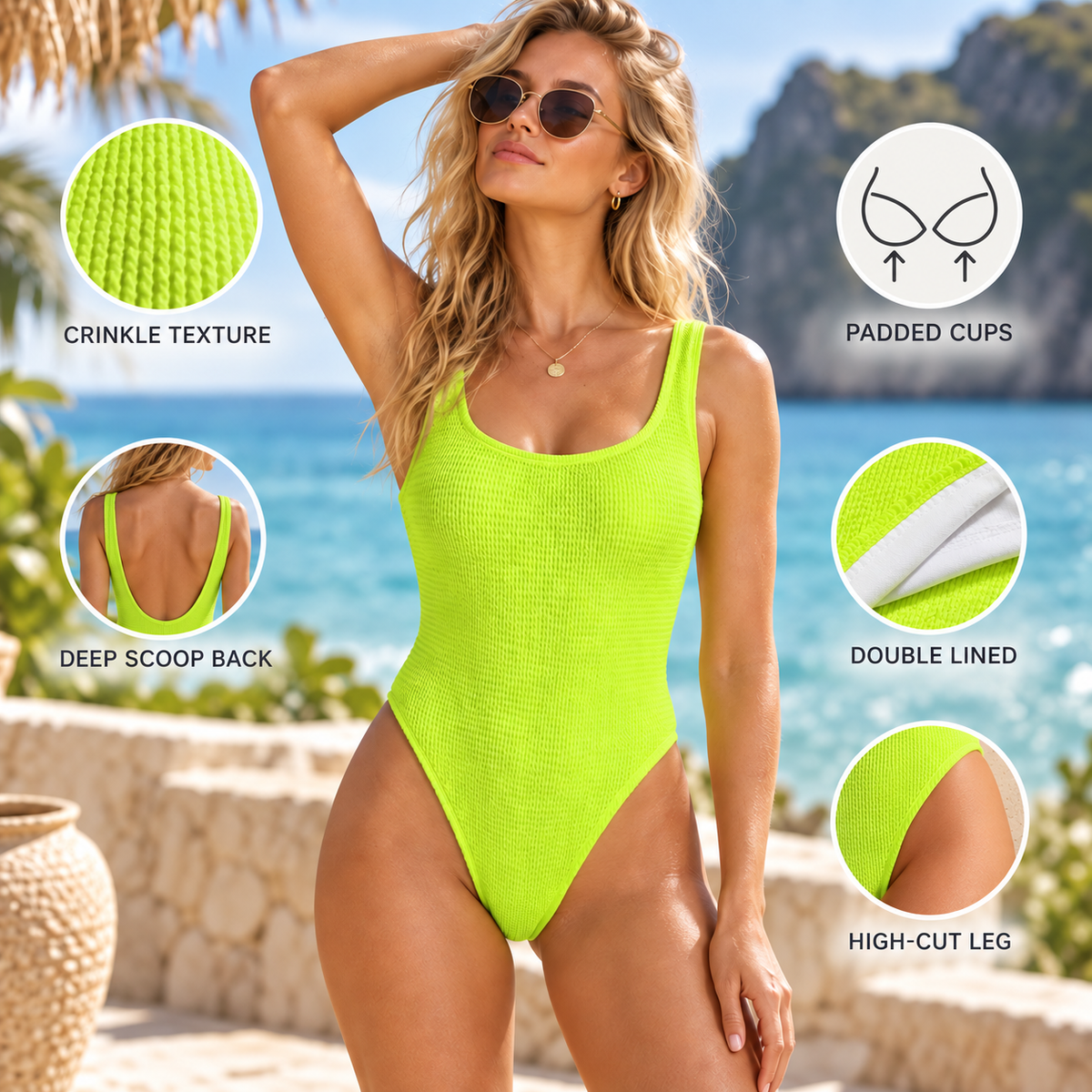 Nordspur | Cringlette Crinkle Textured One-Piece Swimsuit