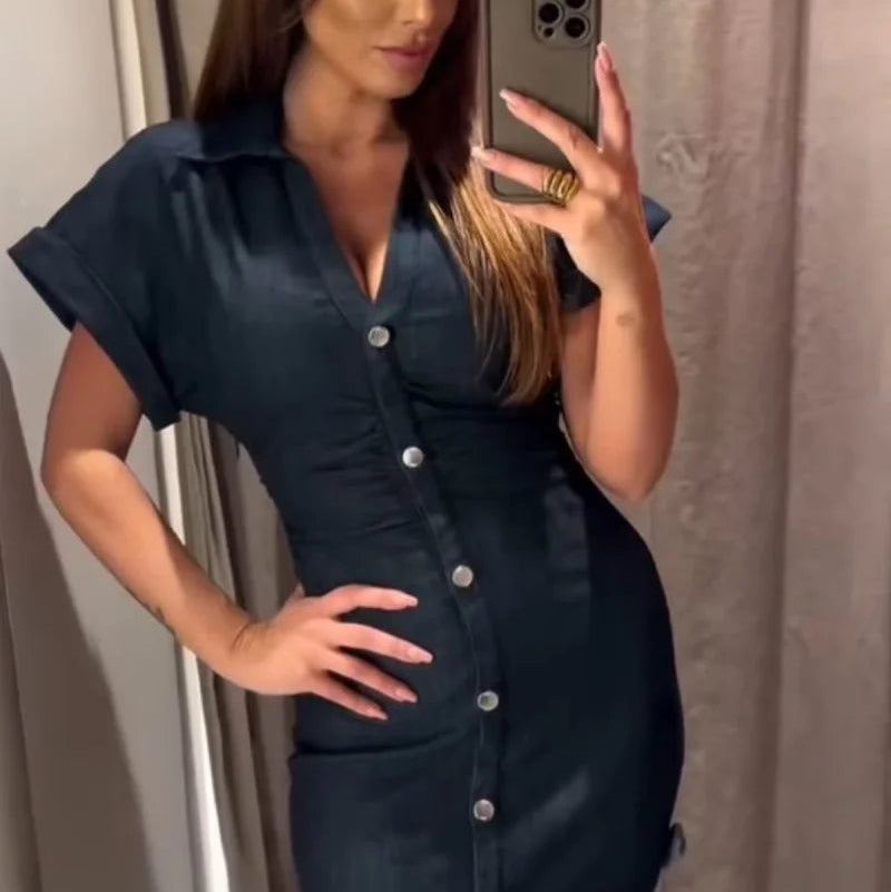 Nordspur | Denvirra Lapel Collar Midi Shirt Dress