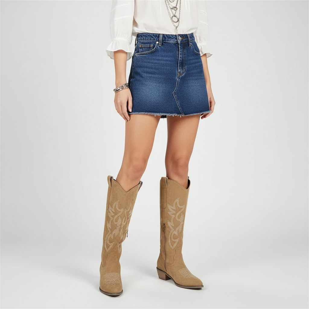 Nordspur | Embroidered Western Knee Boots