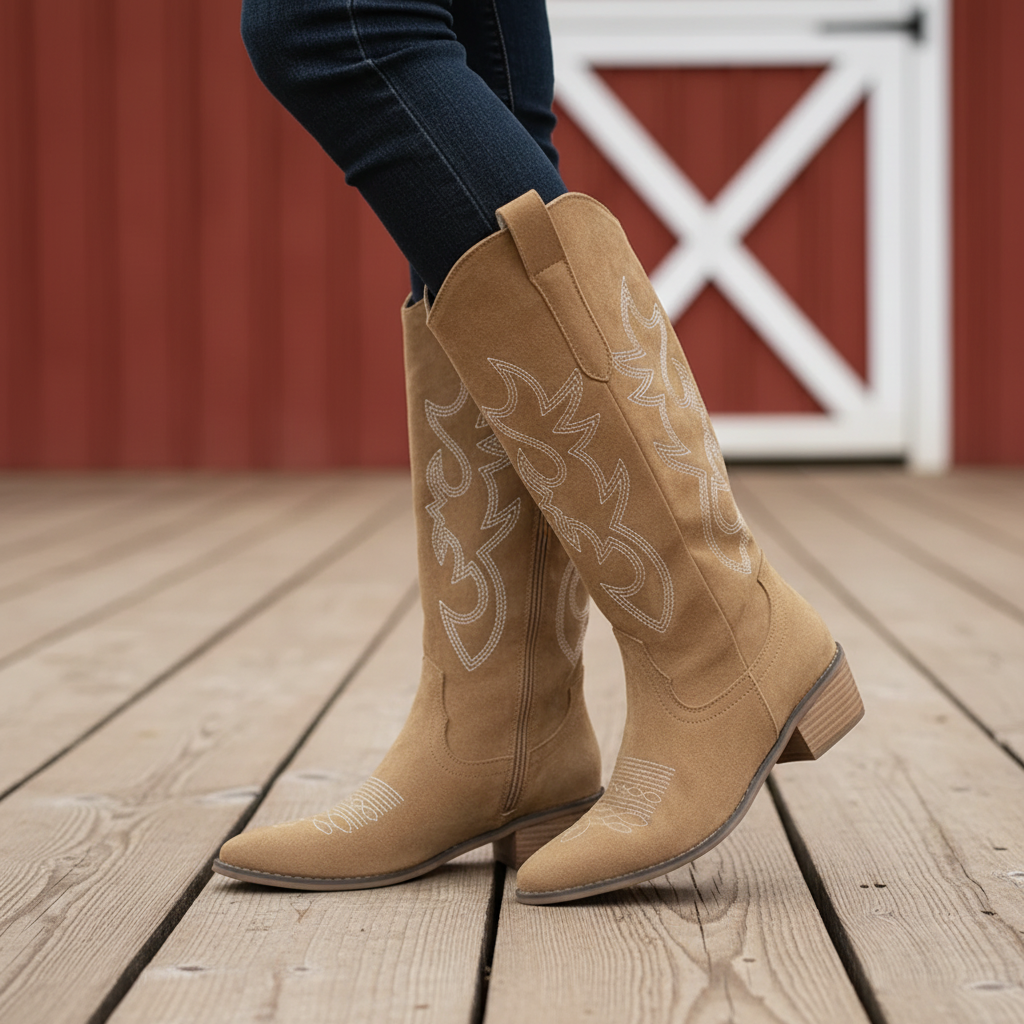 Nordspur | Embroidered Western Knee Boots