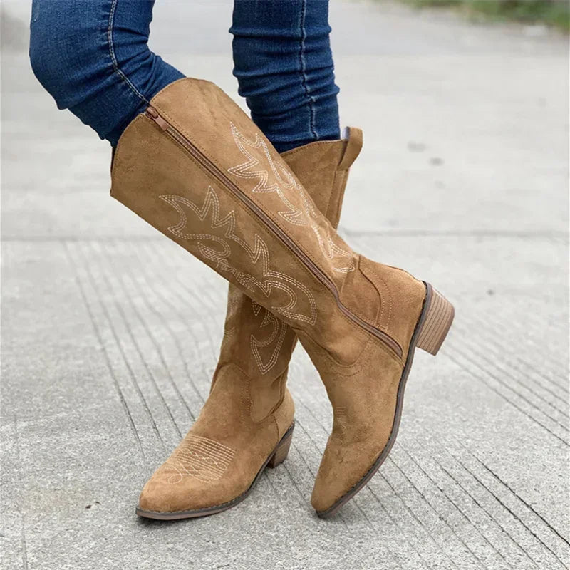 Nordspur | Embroidered Western Knee Boots