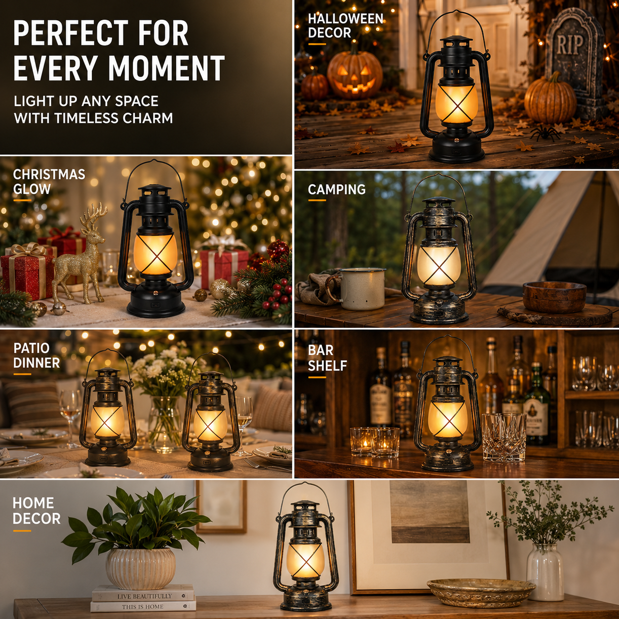 Nordspur | Flambourne Vintage-Style Rechargeable Flame-Effect Lantern