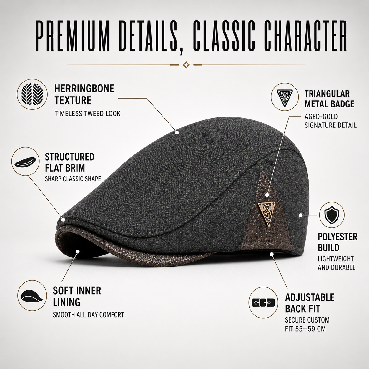 Nordspur | Flatsworth British-Style Herringbone Flat Cap