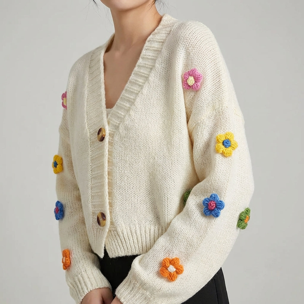 Nordspur | Florelle Cropped V Neck Cardigan