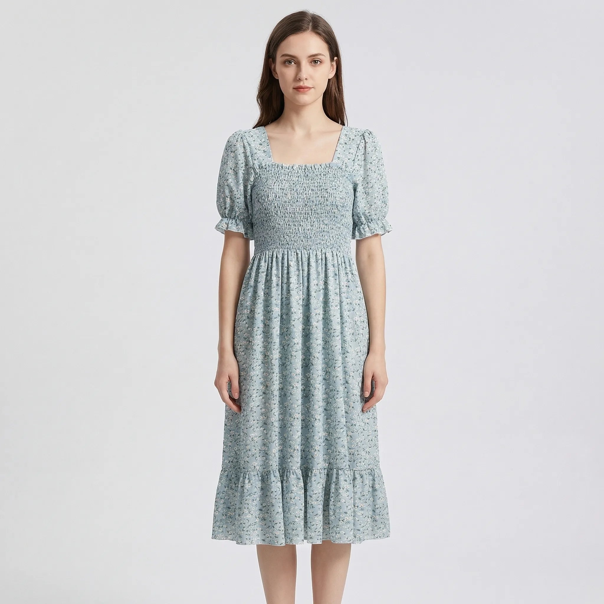 Nordspur | Florielle Floral Print Pleated Midi Dress