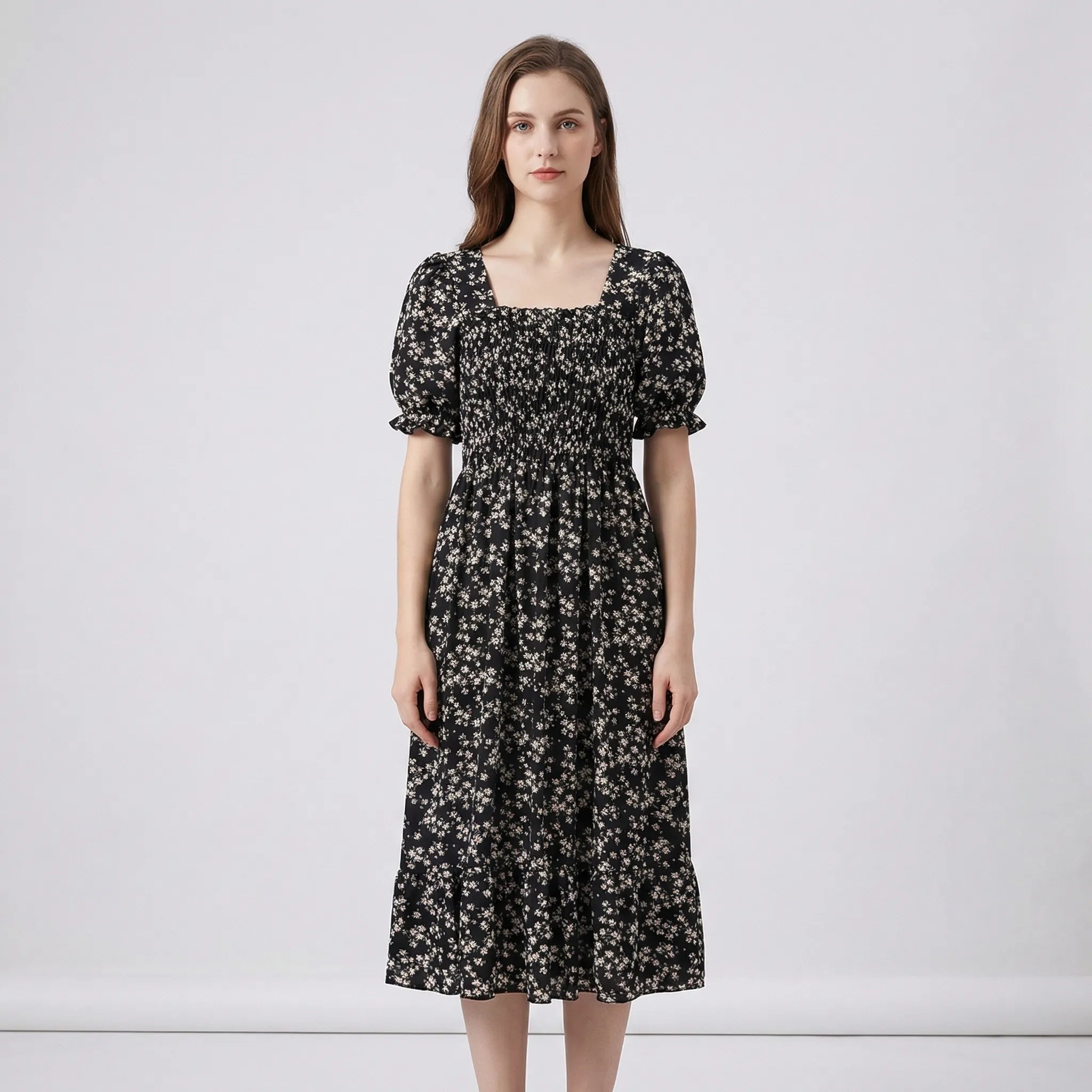 Nordspur | Florielle Floral Print Pleated Midi Dress