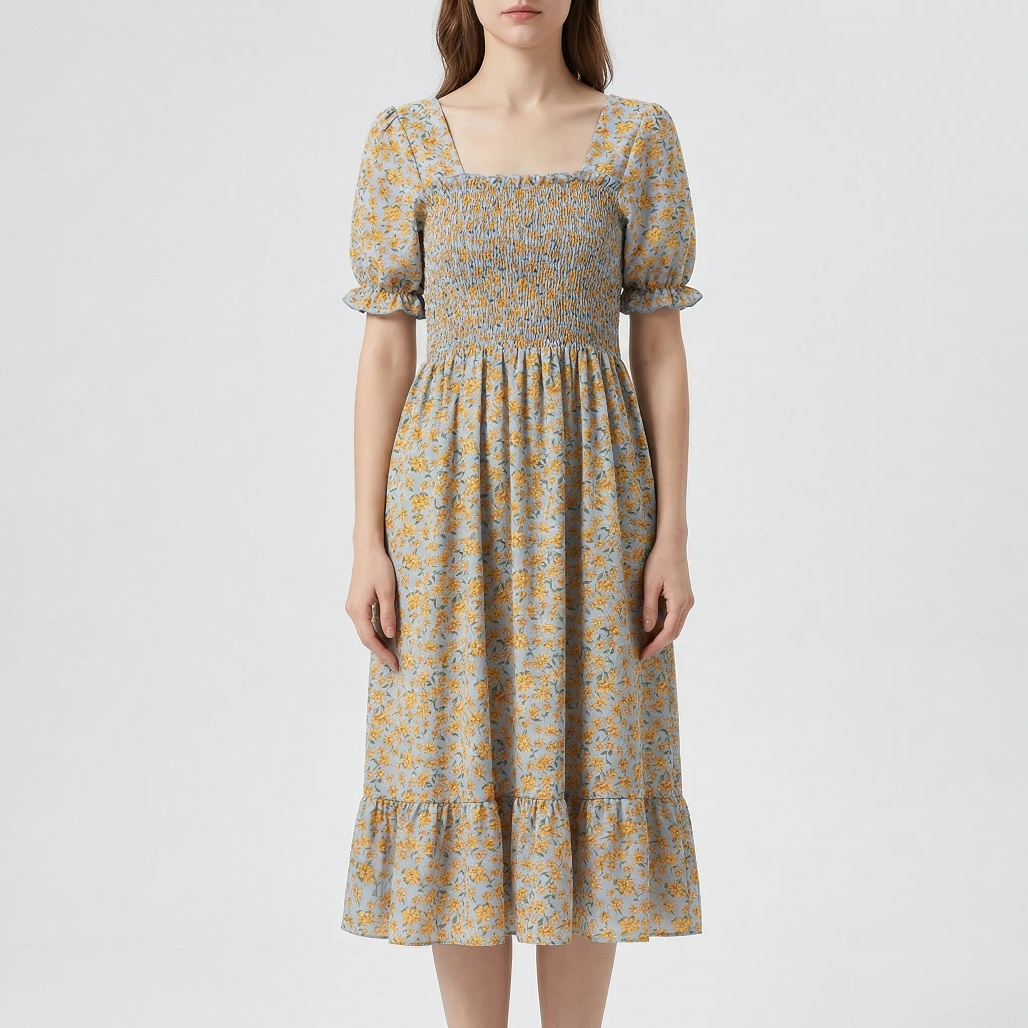 Nordspur | Florielle Floral Print Pleated Midi Dress