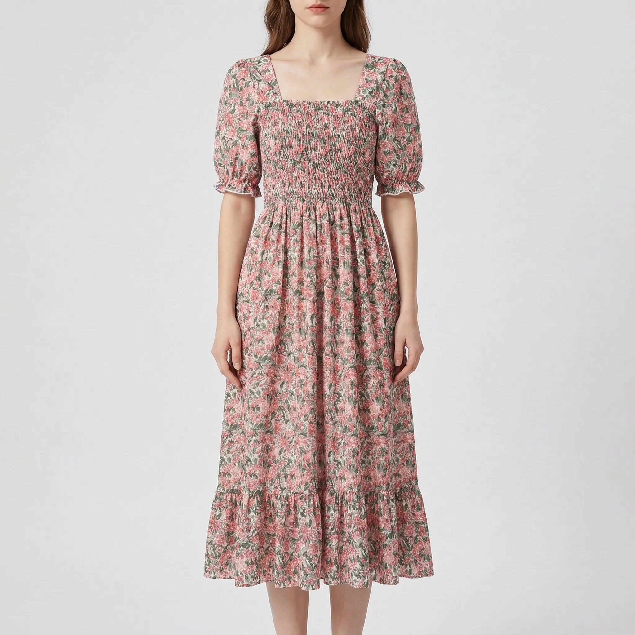 Nordspur | Florielle Floral Print Pleated Midi Dress
