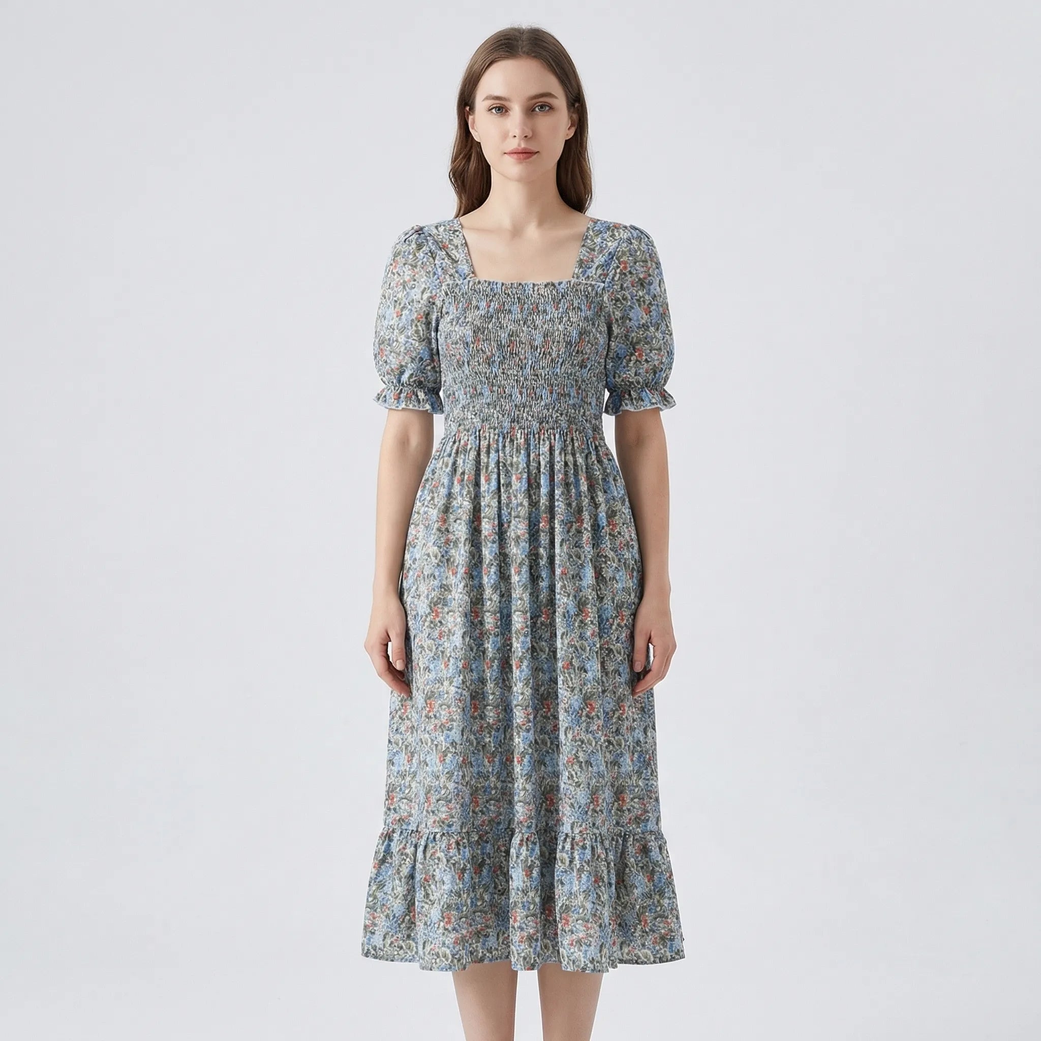 Nordspur | Florielle Floral Print Pleated Midi Dress