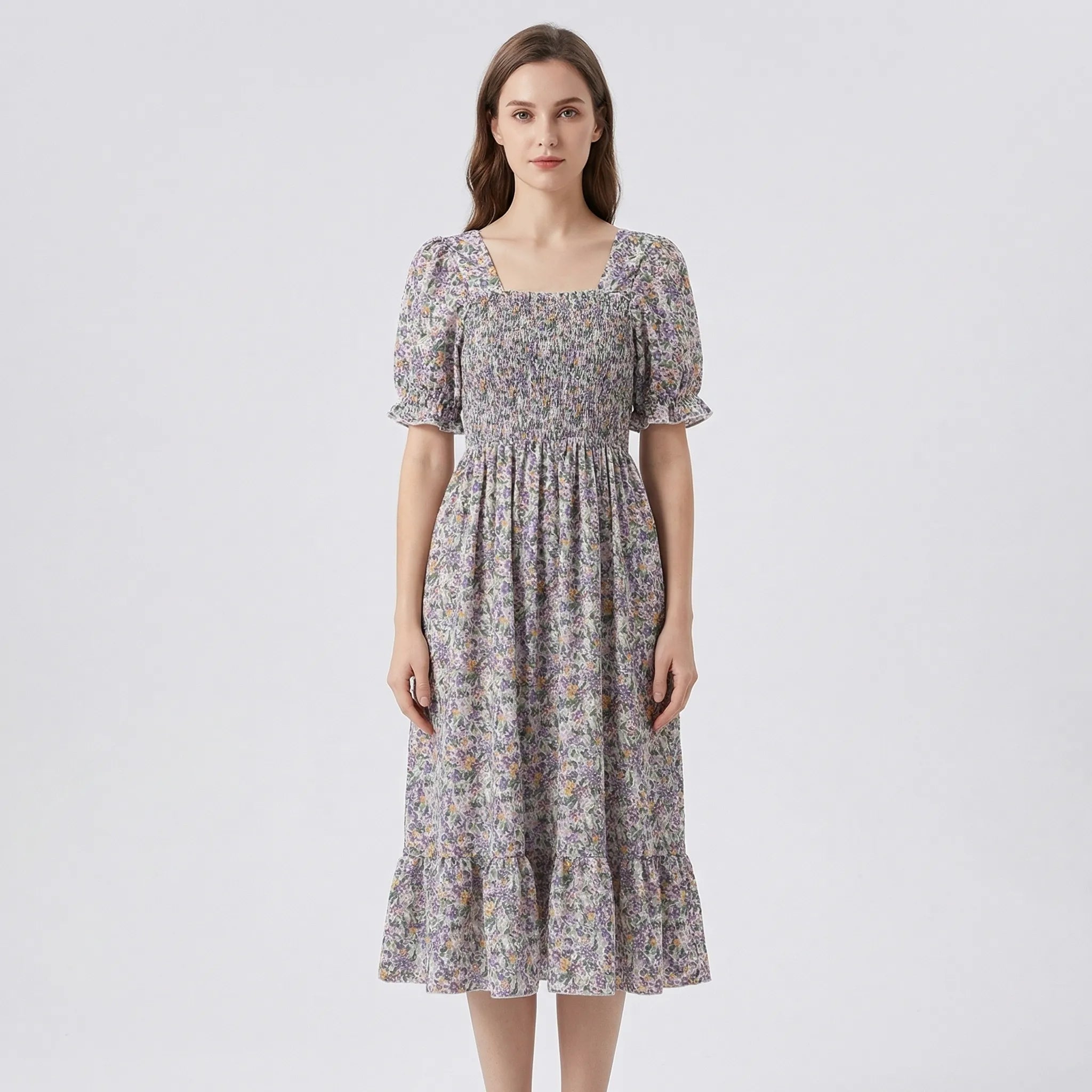 Nordspur | Florielle Floral Print Pleated Midi Dress