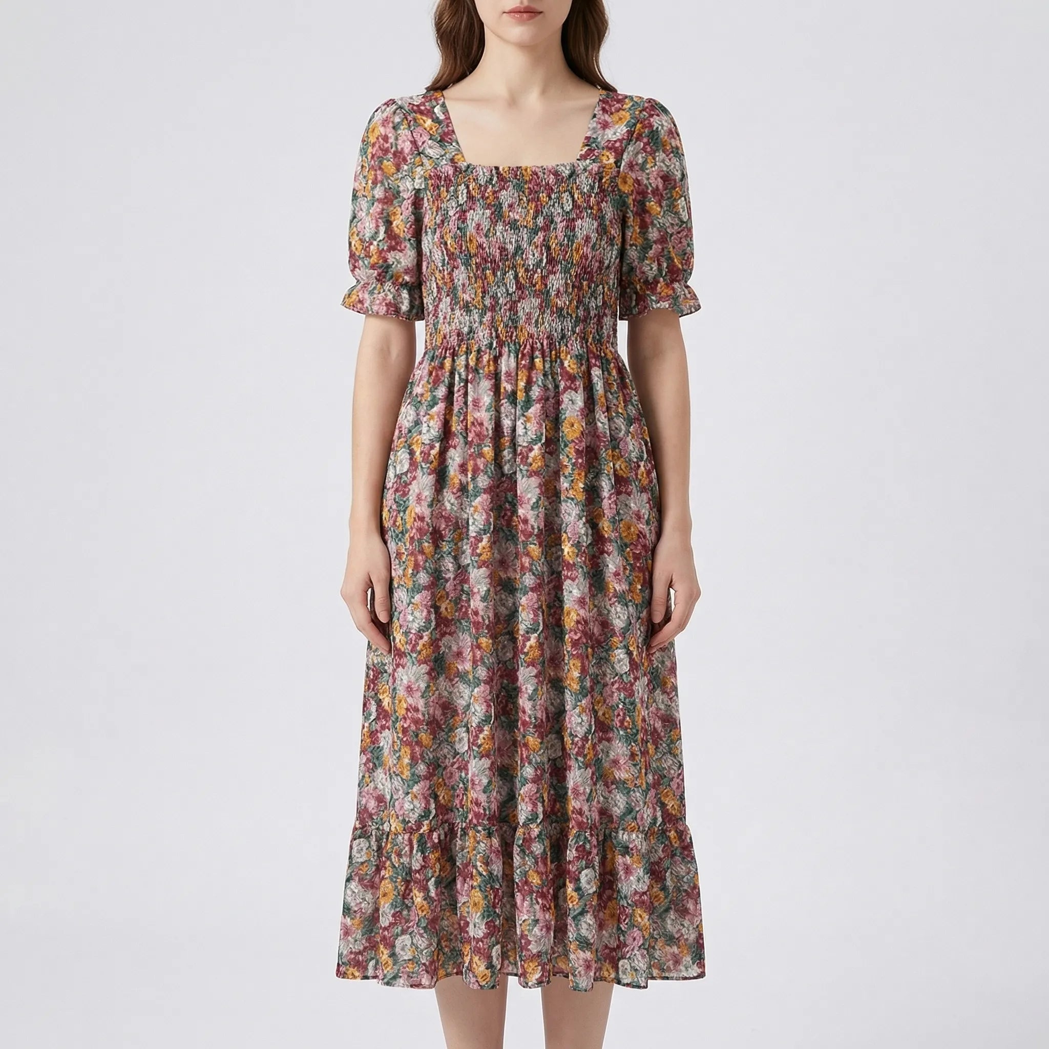 Nordspur | Florielle Floral Print Pleated Midi Dress