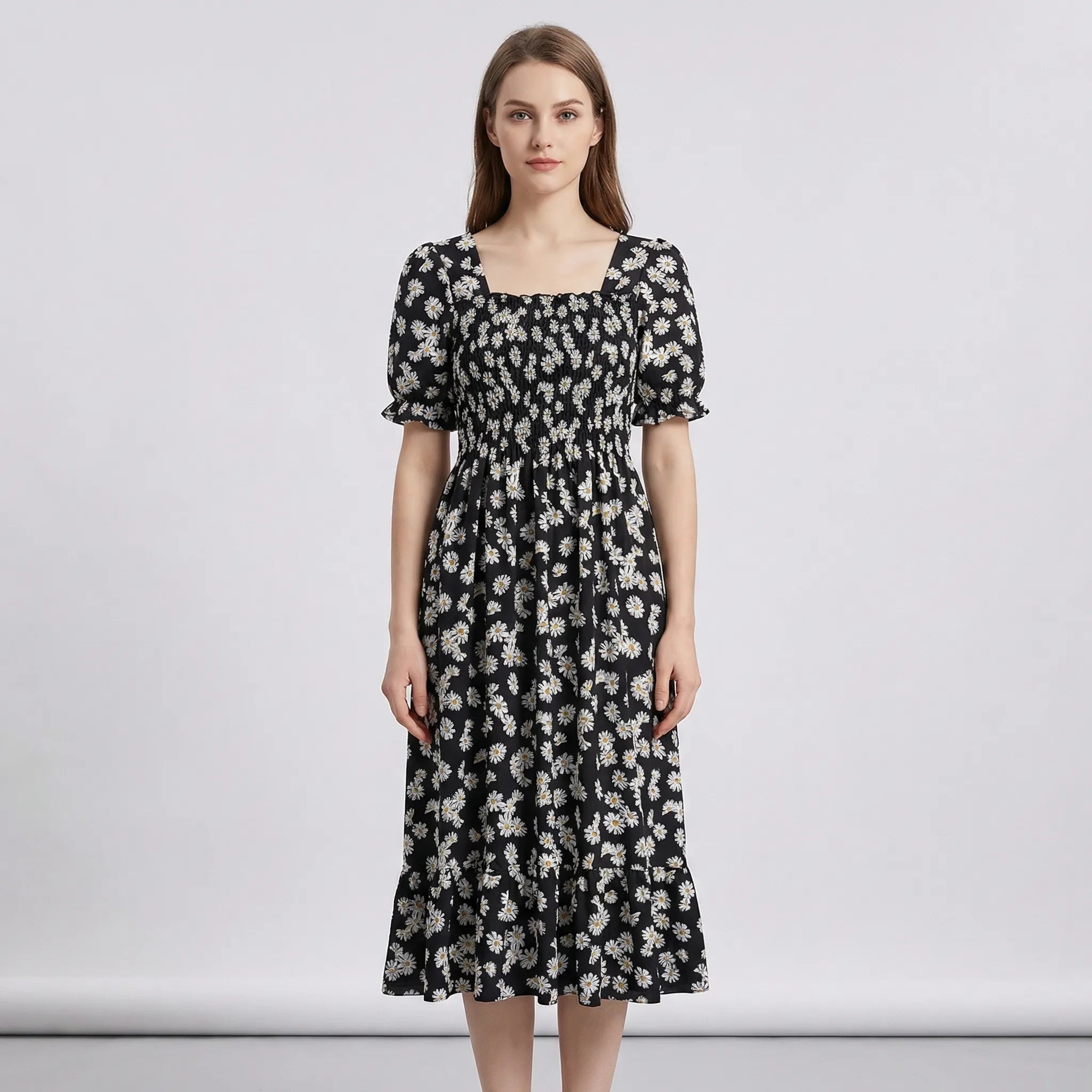 Nordspur | Florielle Floral Print Pleated Midi Dress