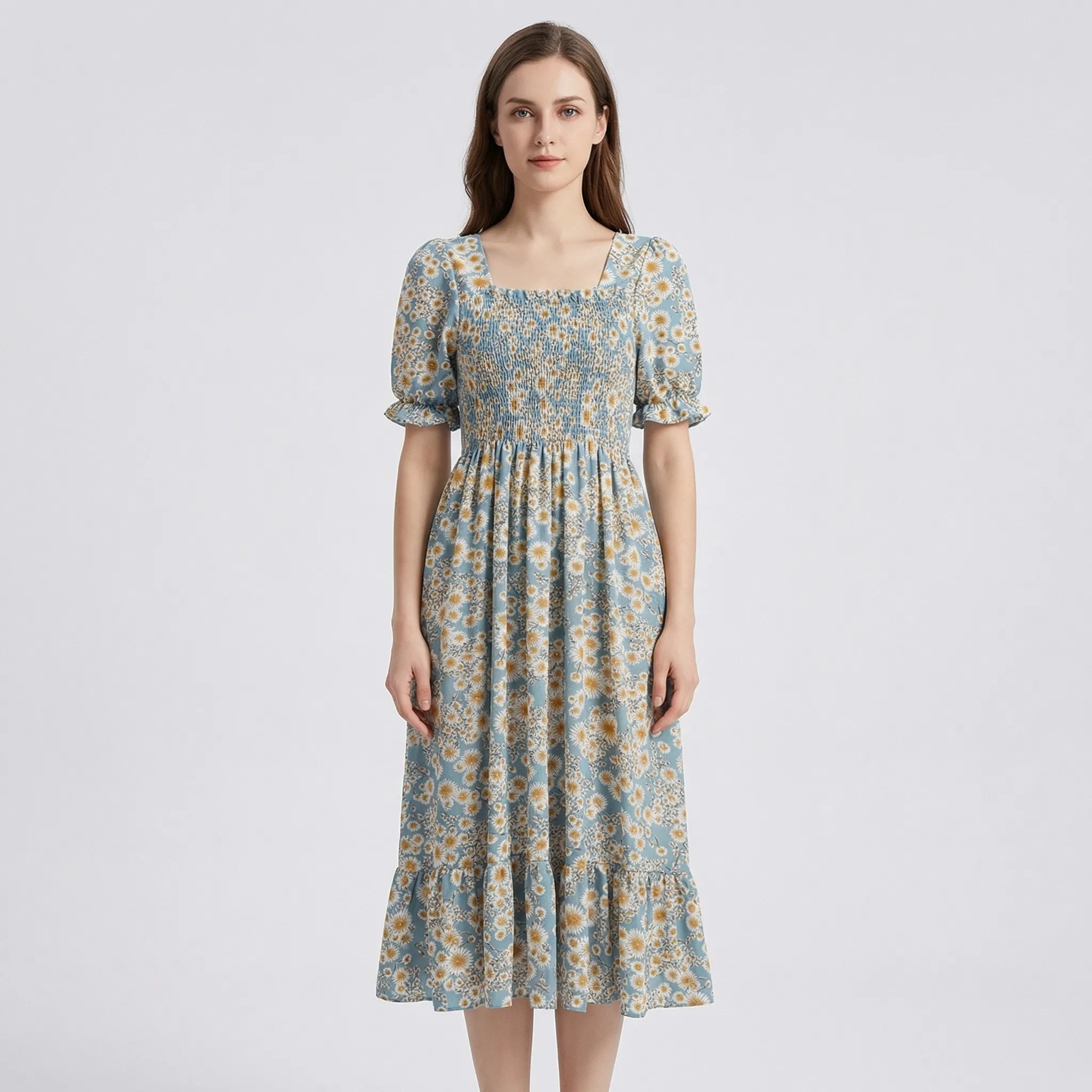 Nordspur | Florielle Floral Print Pleated Midi Dress