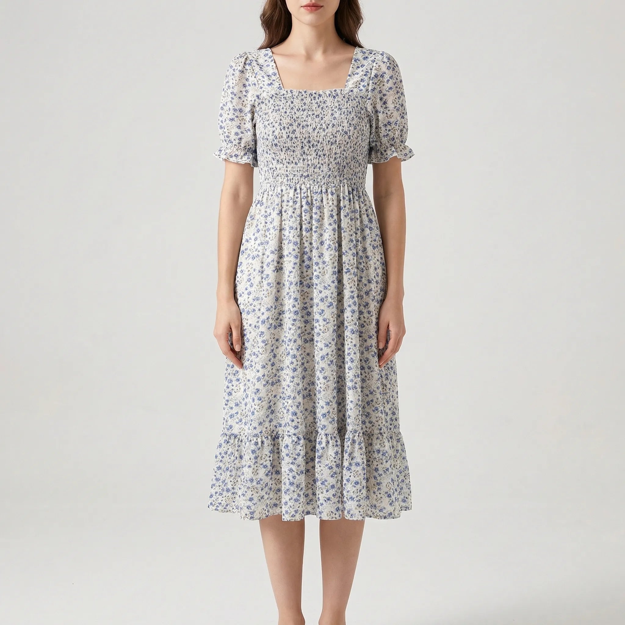 Nordspur | Florielle Floral Print Pleated Midi Dress