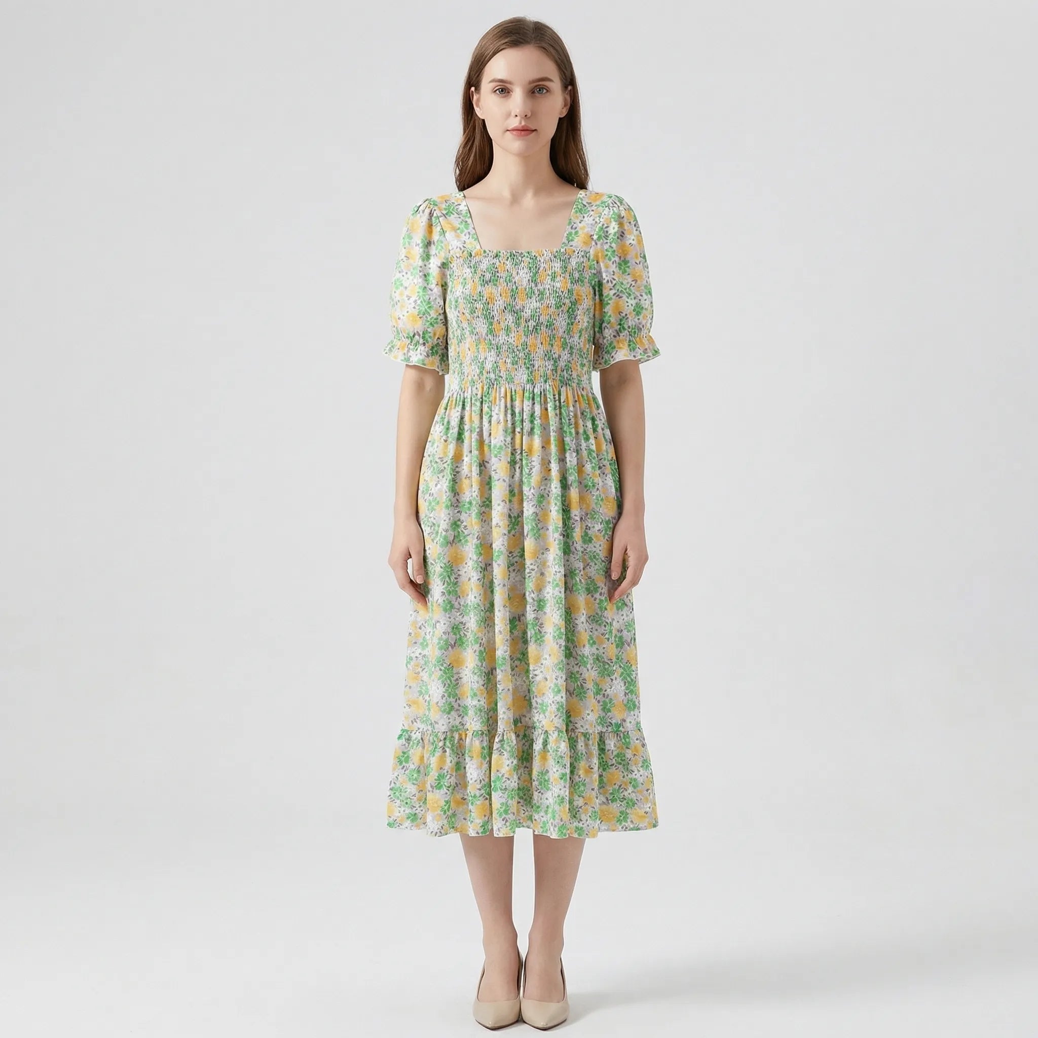 Nordspur | Florielle Floral Print Pleated Midi Dress