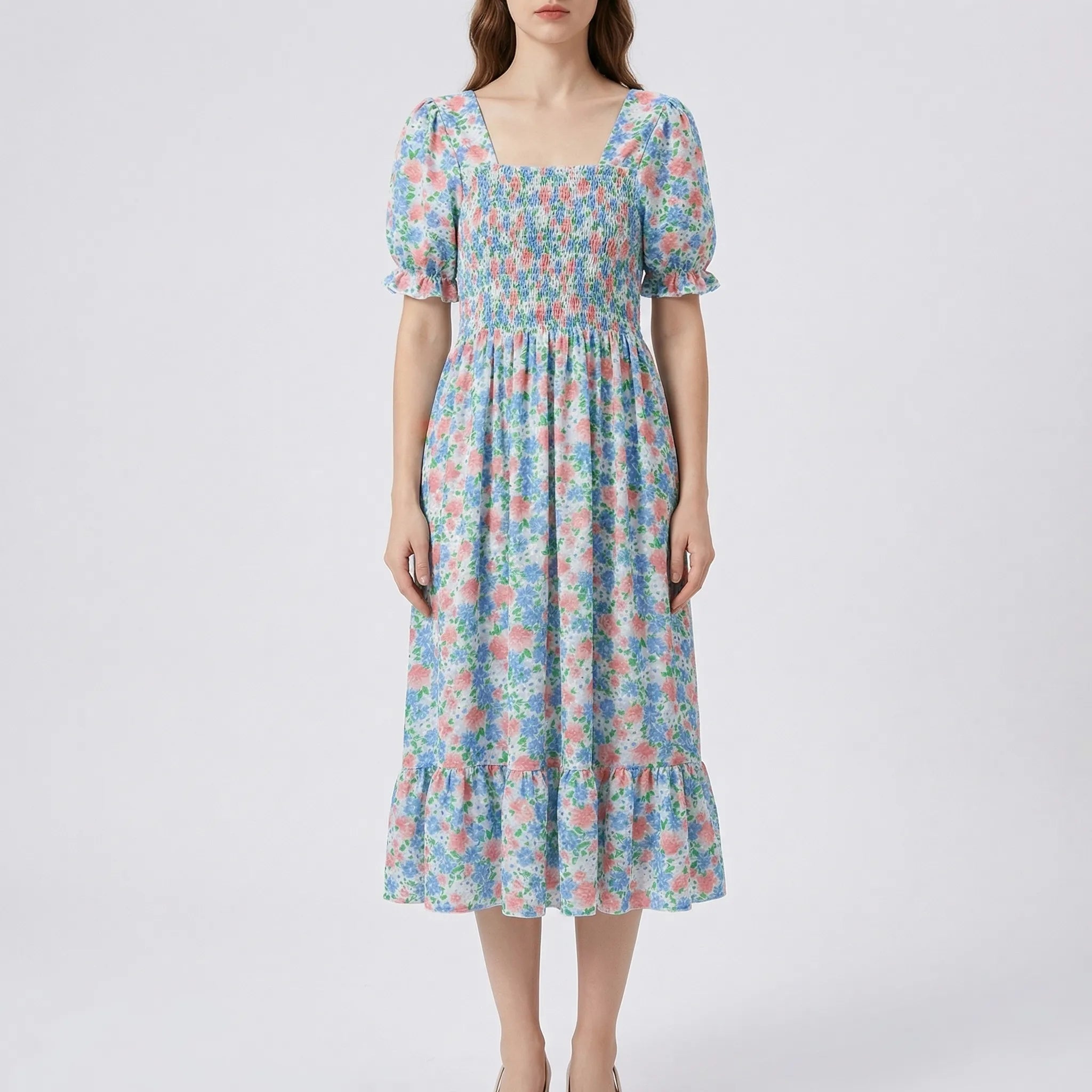 Nordspur | Florielle Floral Print Pleated Midi Dress