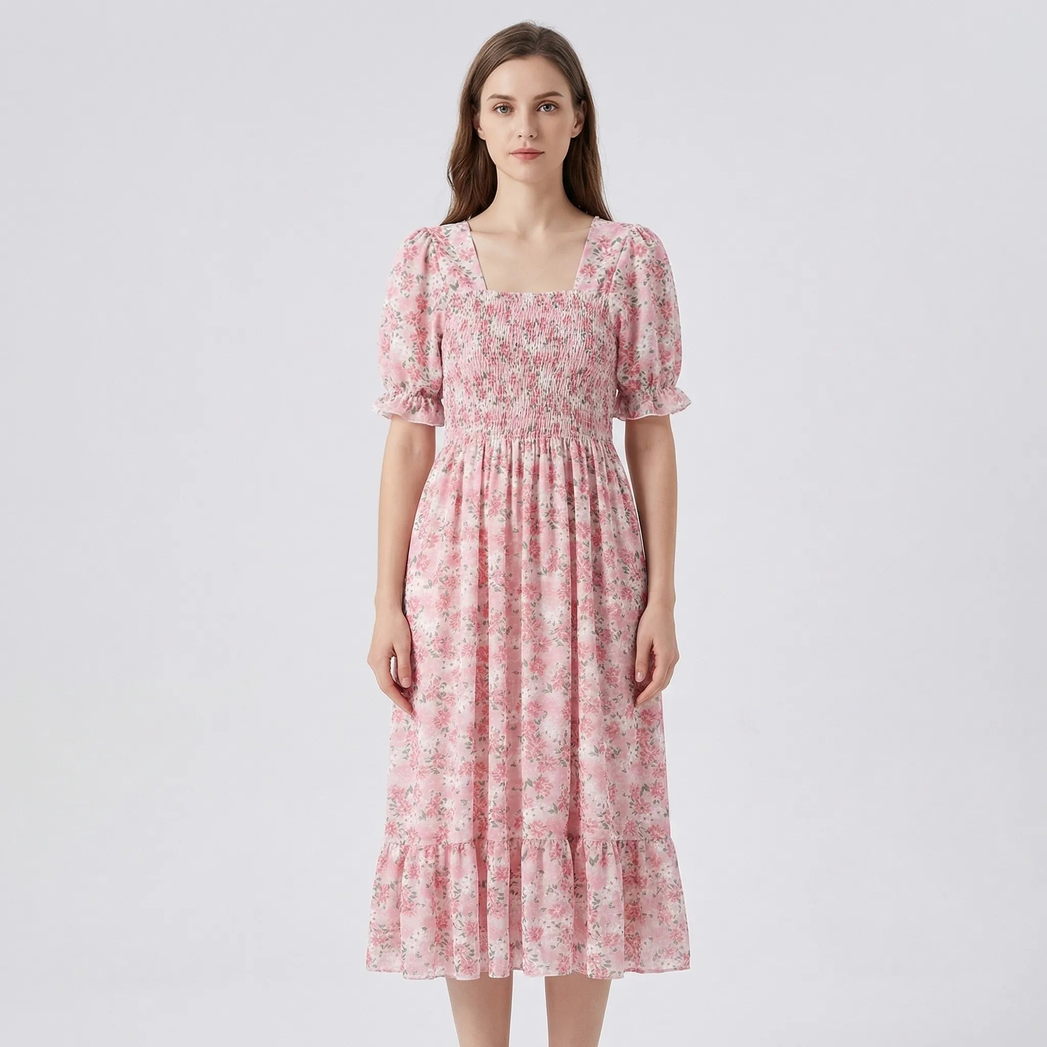 Nordspur | Florielle Floral Print Pleated Midi Dress