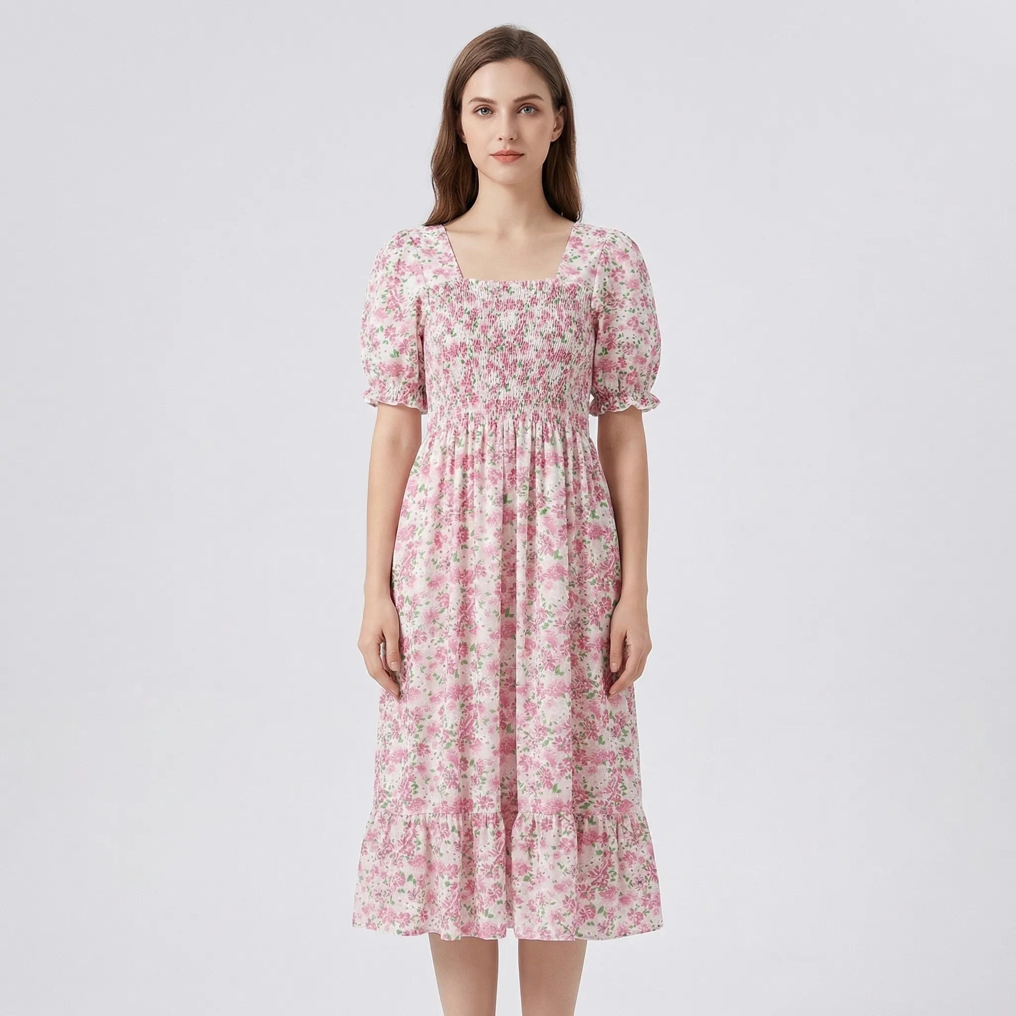 Nordspur | Florielle Floral Print Pleated Midi Dress