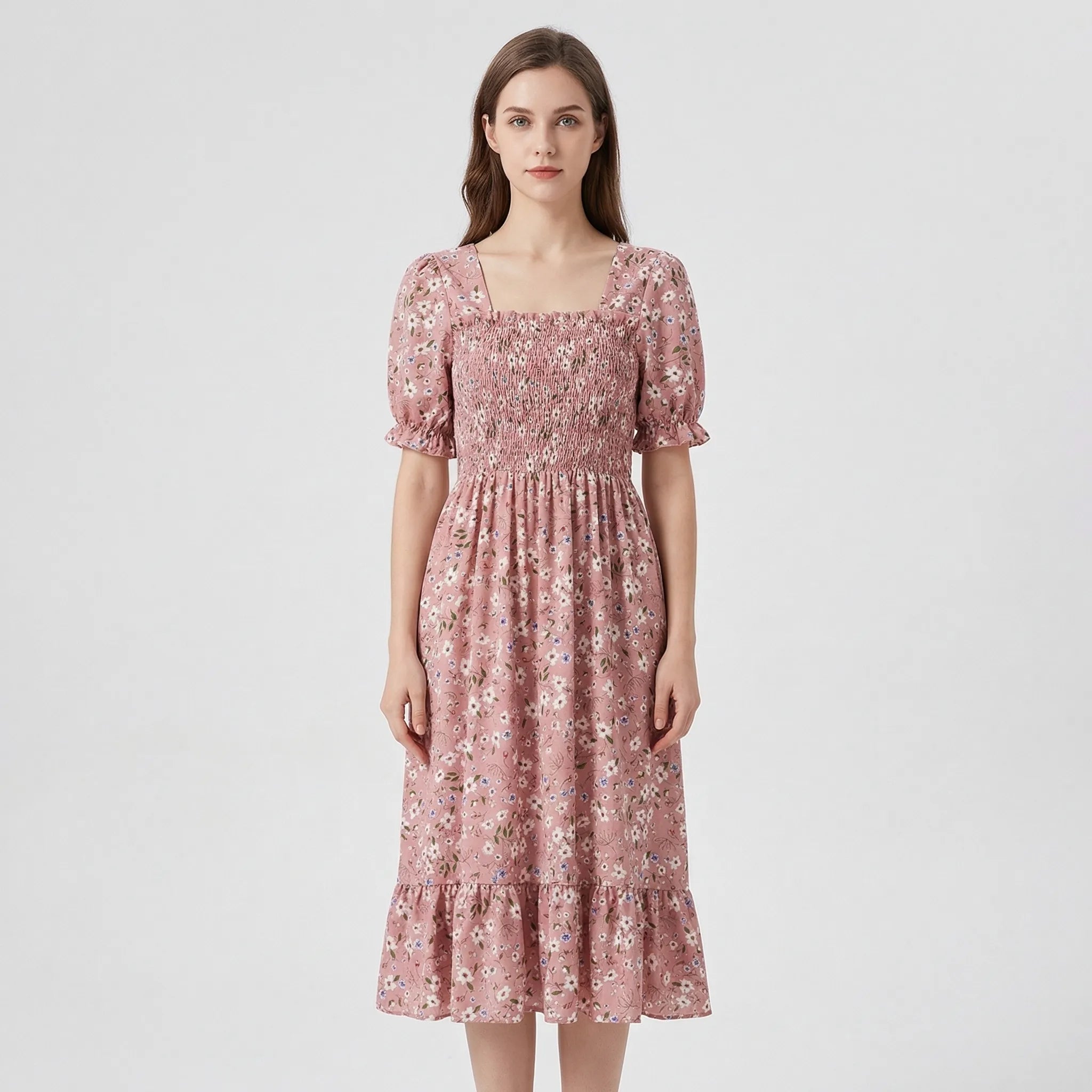 Nordspur | Florielle Floral Print Pleated Midi Dress