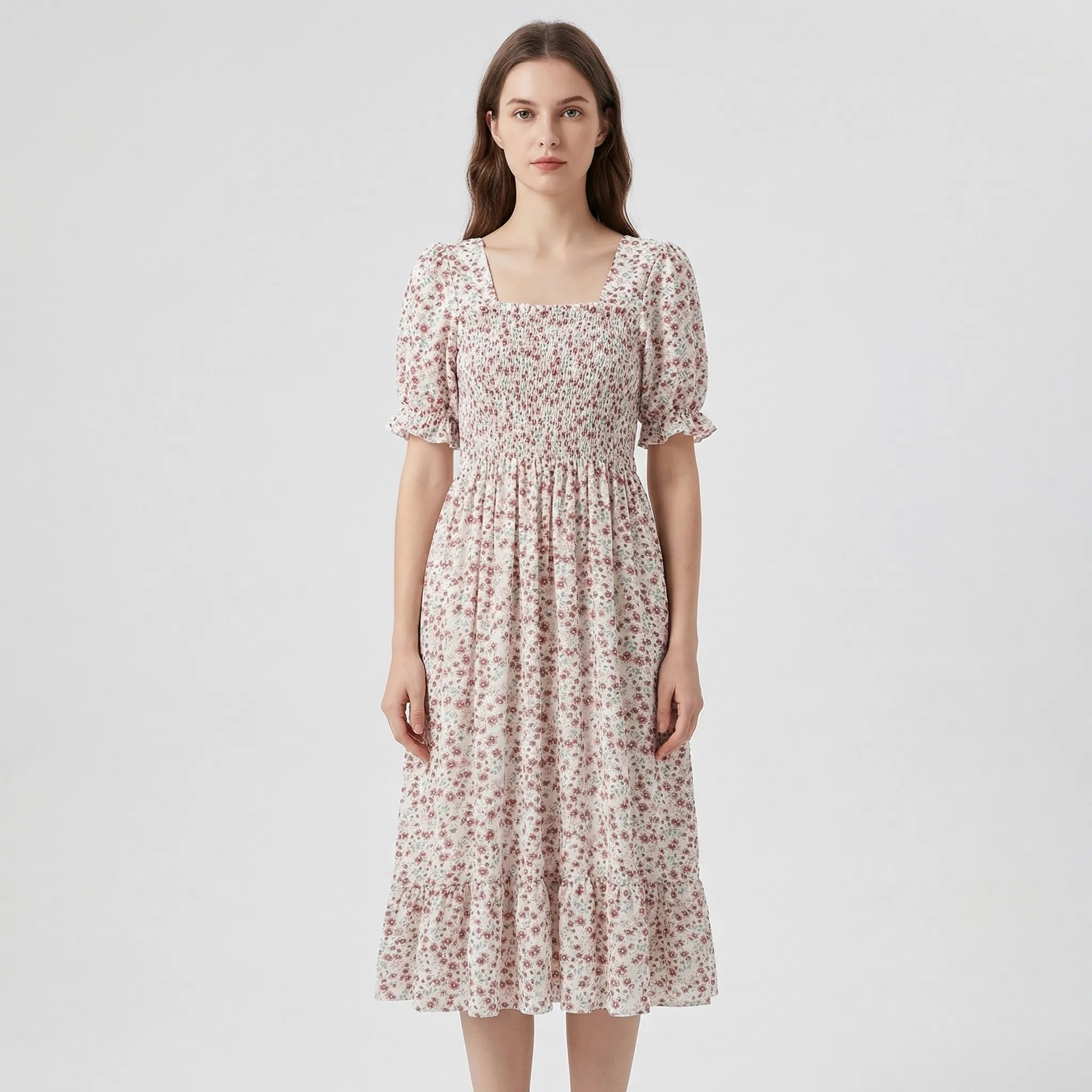 Nordspur | Florielle Floral Print Pleated Midi Dress