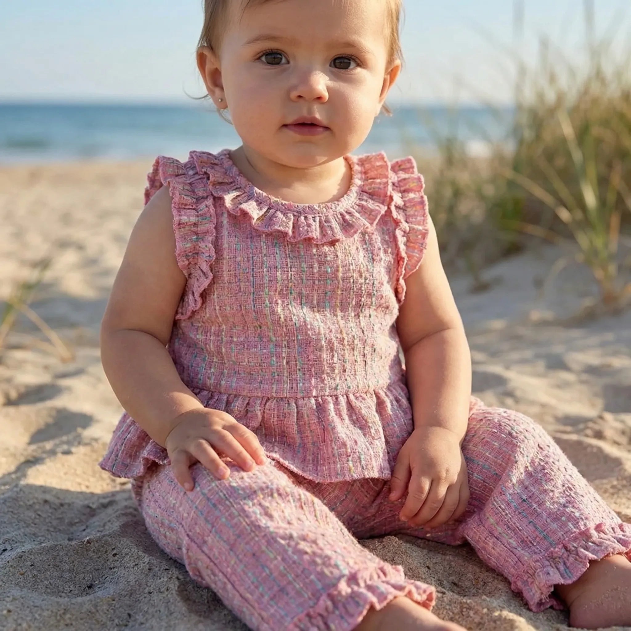 Nordspur | Florinka Sleeveless Ruffle Top And Shorts Set