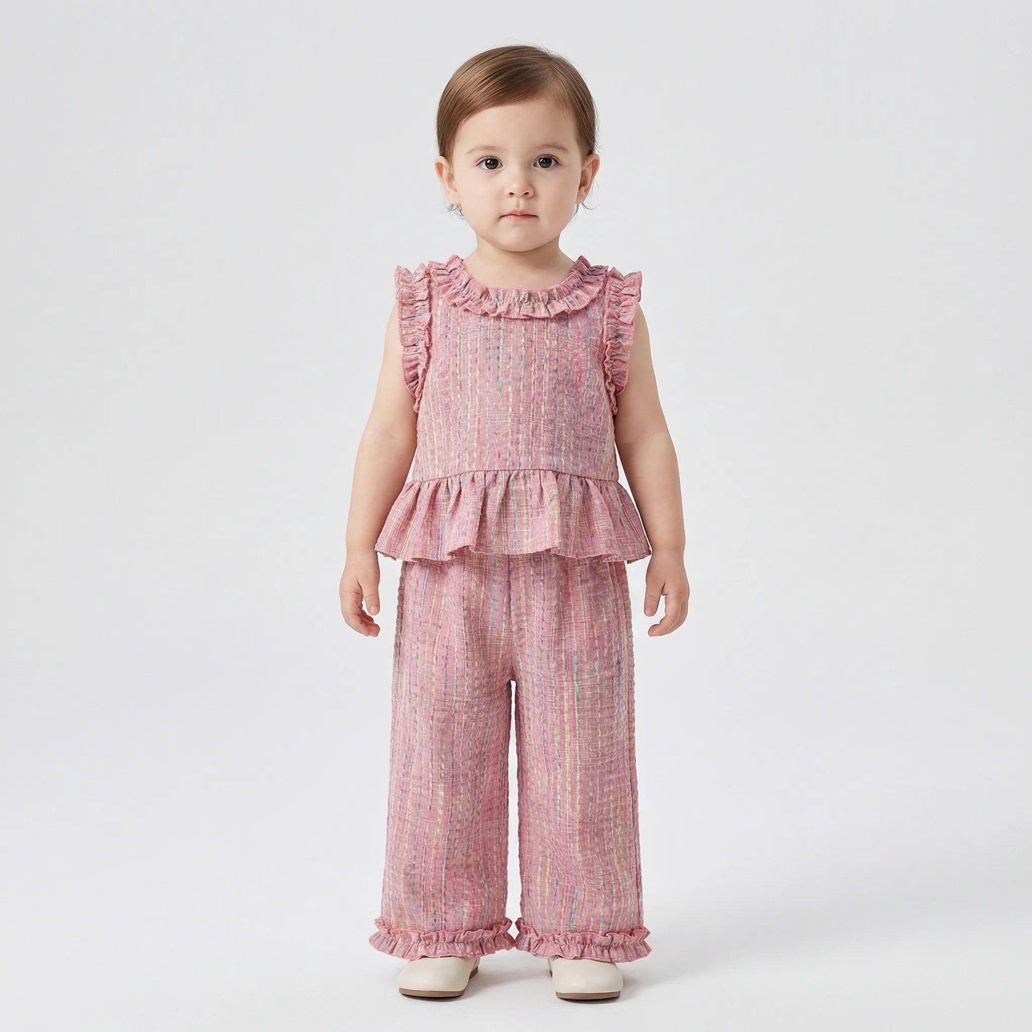Nordspur | Florinka Sleeveless Ruffle Top And Shorts Set