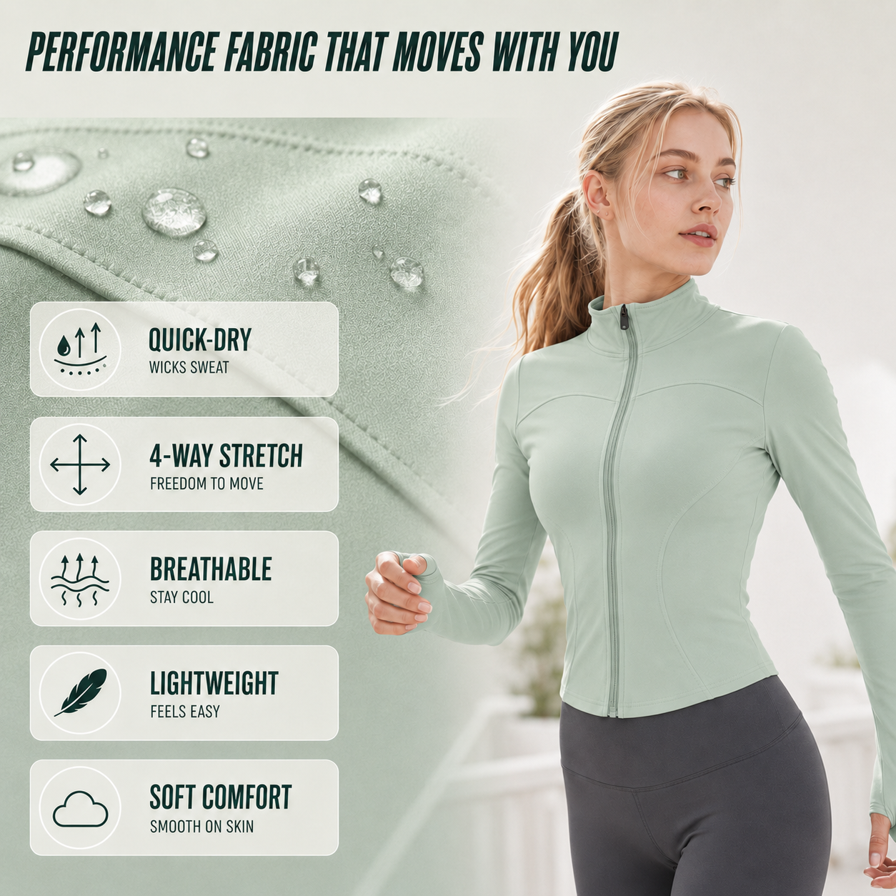 Nordspur | Fluxara Long-Sleeve Fitted Athletic Zip Jacket