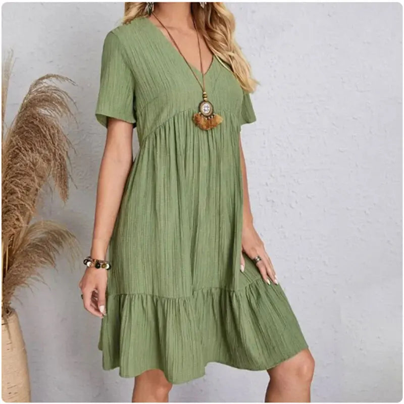 Nordspur | Frillova V-Neck Ruffle Hem Fit And Flare Dress