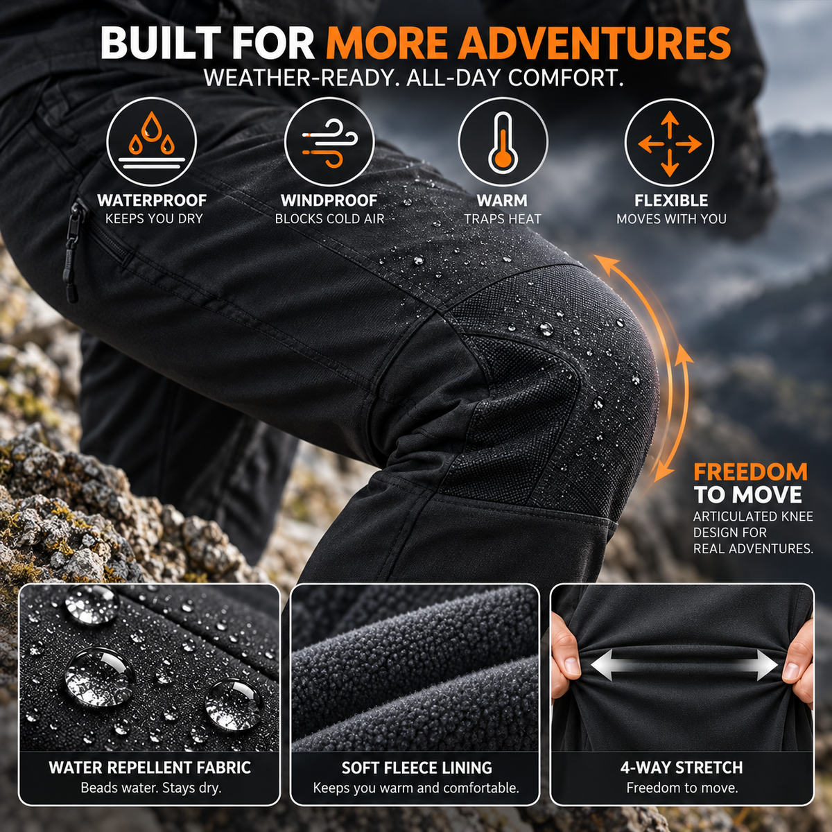 Nordspur | Frostline Slim Fit Fleece-Lined Outdoor Trousers