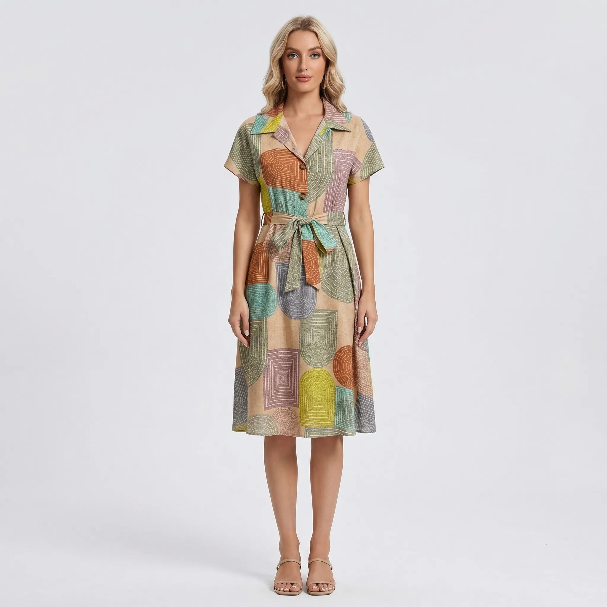 Nordspur | Geomara Short-Sleeve Geometric Print Shirt Dress