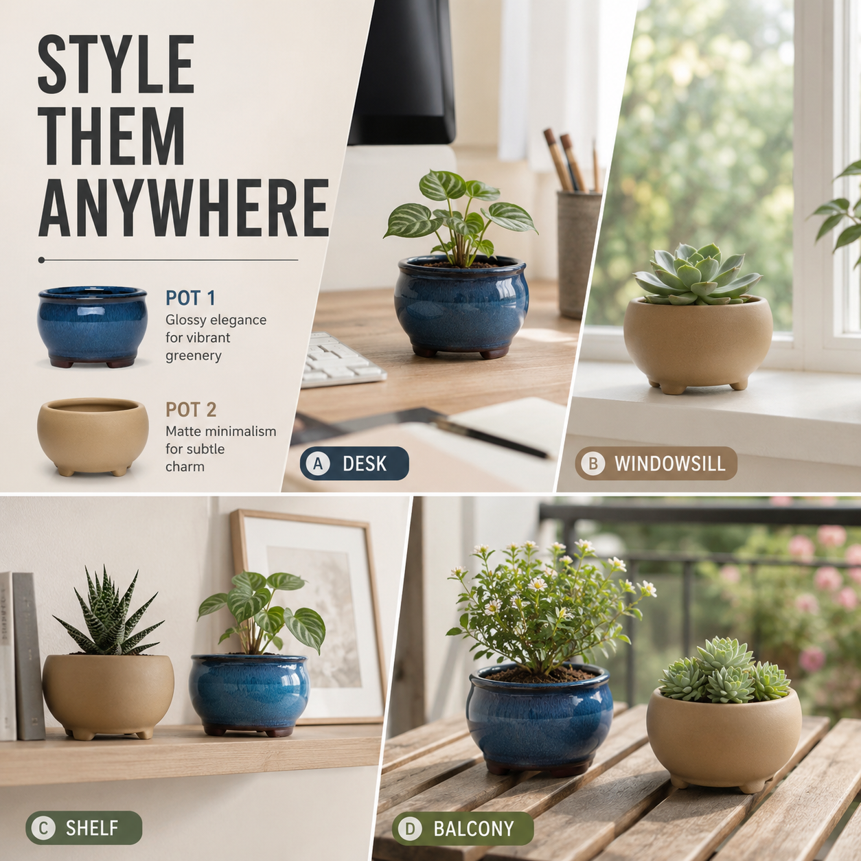 Nordspur | Glazwyn Round Glazed Indoor Planter Pot