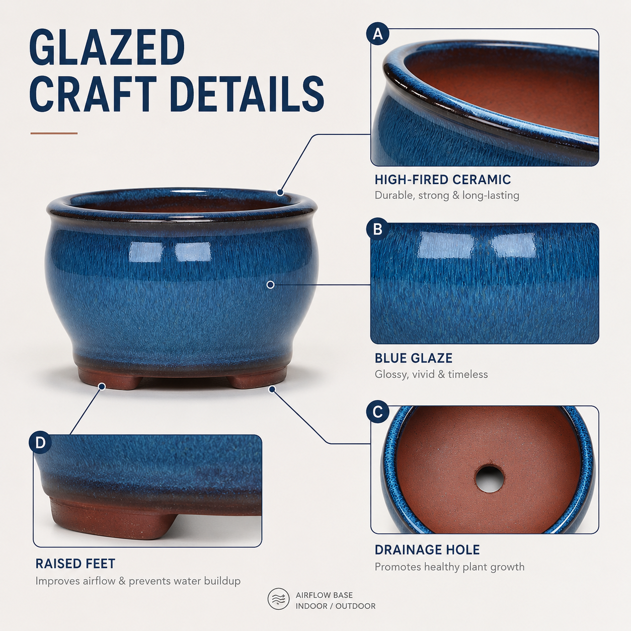 Nordspur | Glazwyn Round Glazed Indoor Planter Pot
