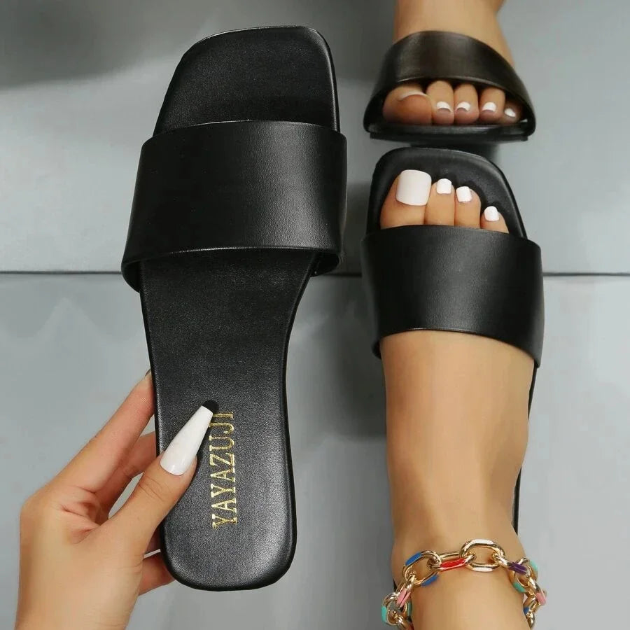 Nordspur | Glidea Minimalist Square Toe Slide Sandals
