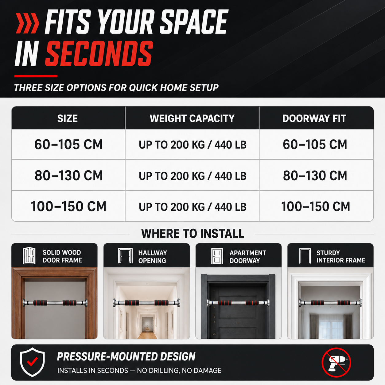 Nordspur | Gripylon Telescopic Doorway Pull Up Bar