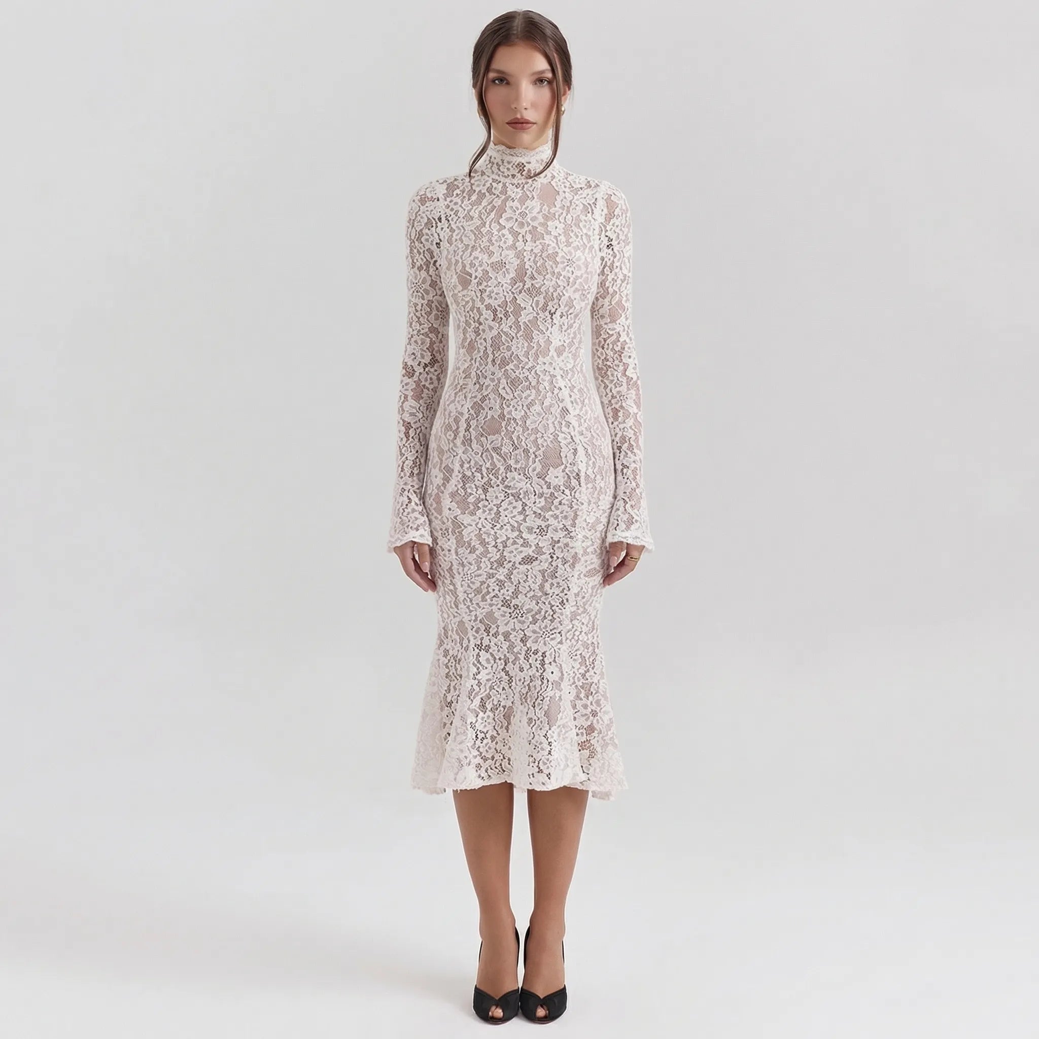 Nordspur | Lacevelle Long Sleeve Bodycon Midi Dress