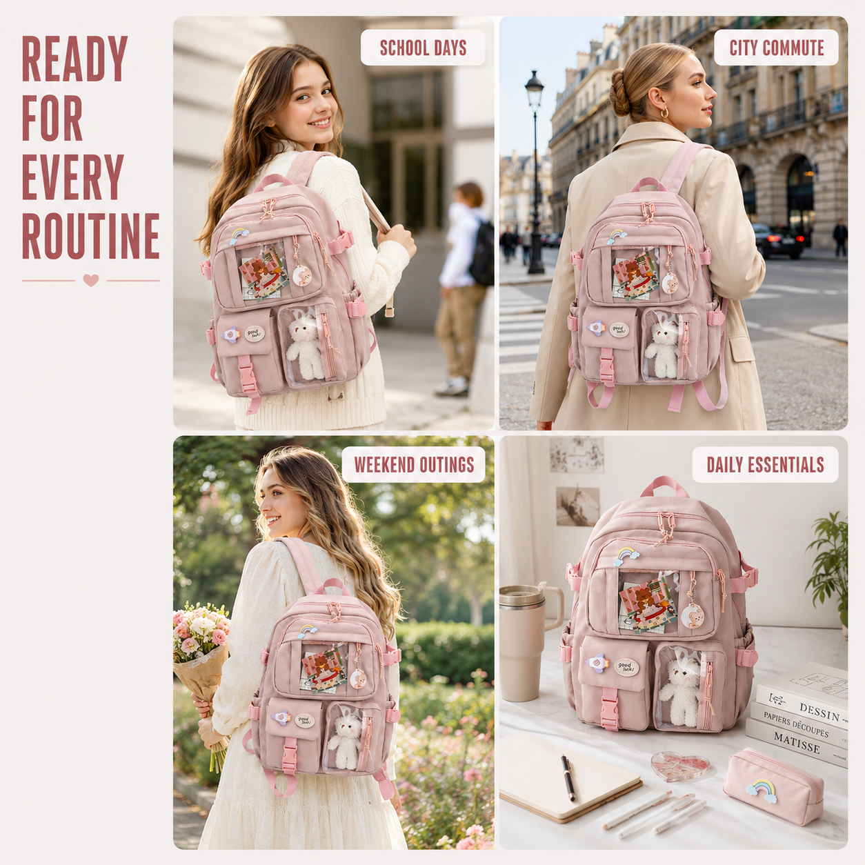 Nordspur | Lilacory Preppy Style Student Backpack