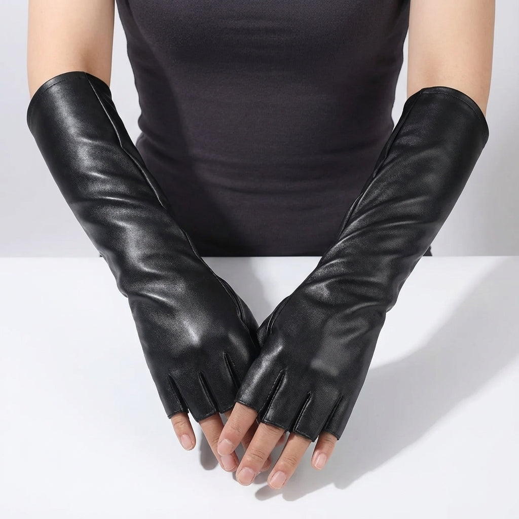 Nordspur | Long Fingerless Leather Gloves