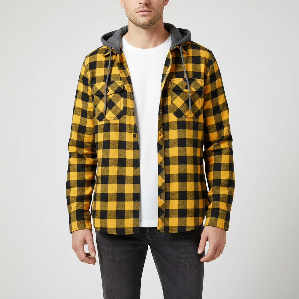 Nordspur | Long Sleeve Hooded Flannel Shirt
