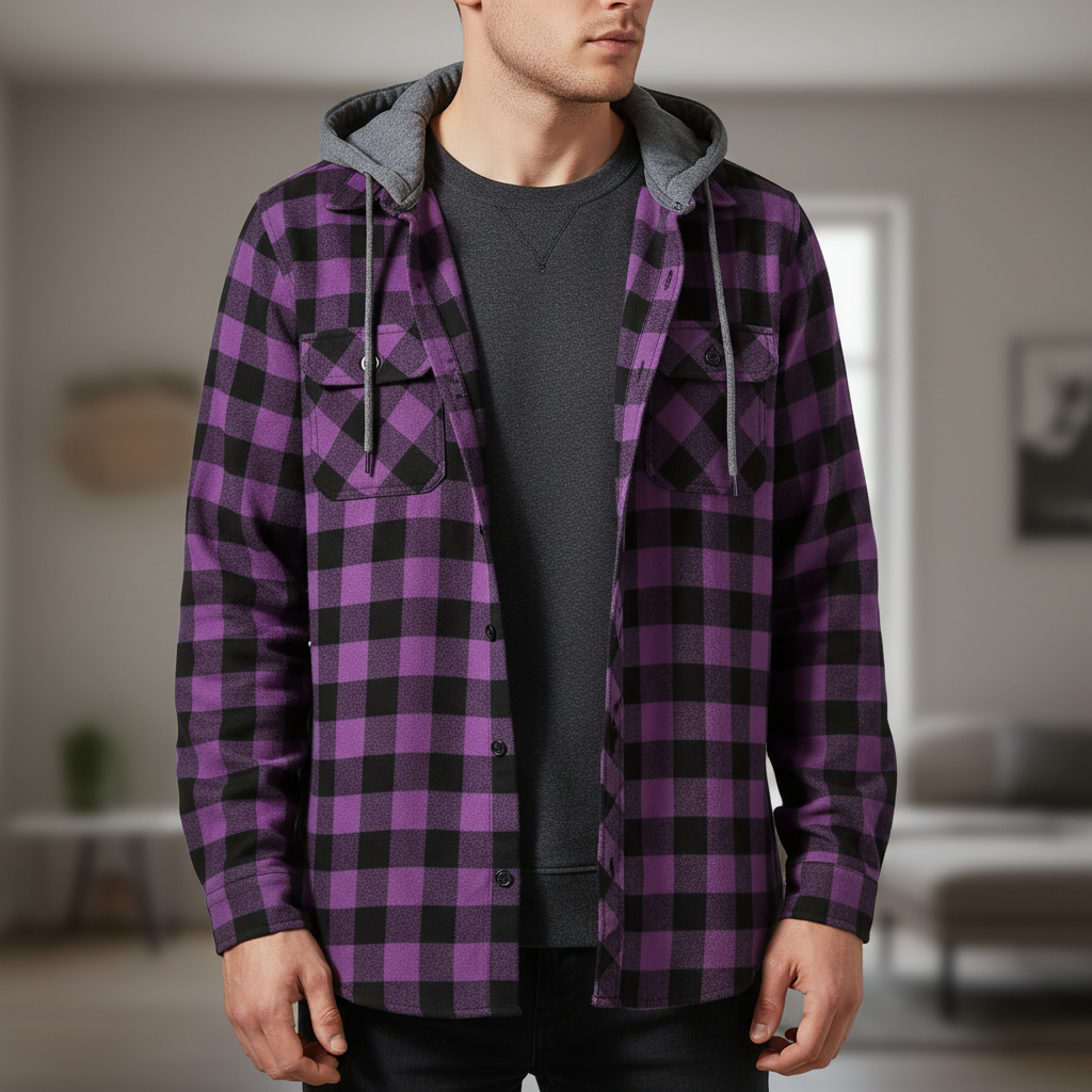 Nordspur | Long Sleeve Hooded Flannel Shirt