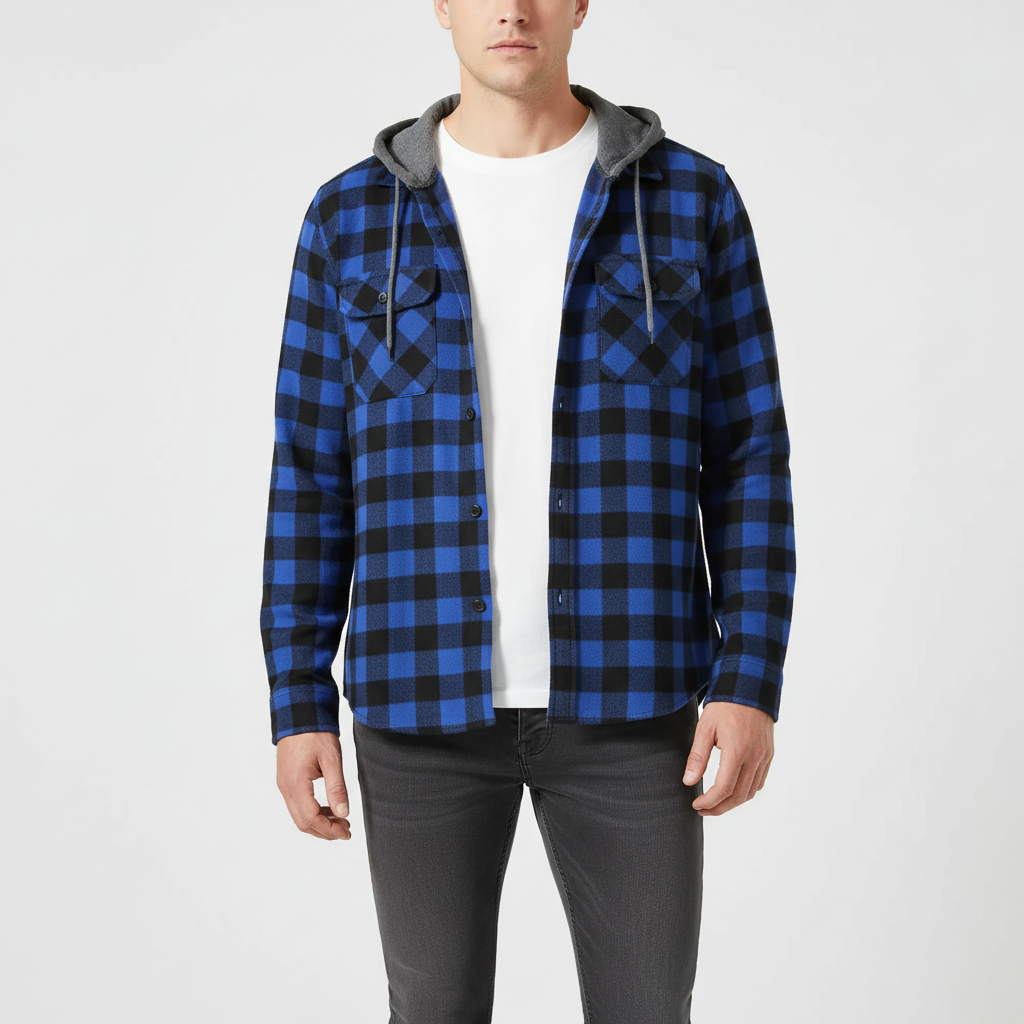 Nordspur | Long Sleeve Hooded Flannel Shirt