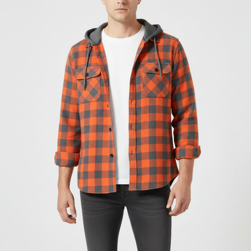 Nordspur | Long Sleeve Hooded Flannel Shirt