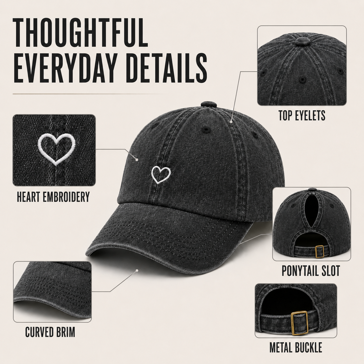 Nordspur | Lovelle Washed Retro Ponytail Cap