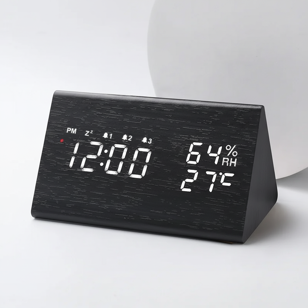 Nordspur | Lumibloom Wood Finish LED Alarm Clock